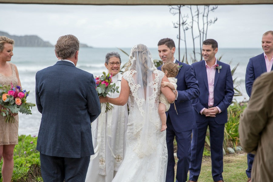 new zealand wedding bride and groom exchanging vows