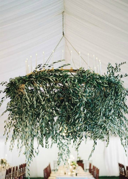 Fresh Chandelier with Fern and Candles