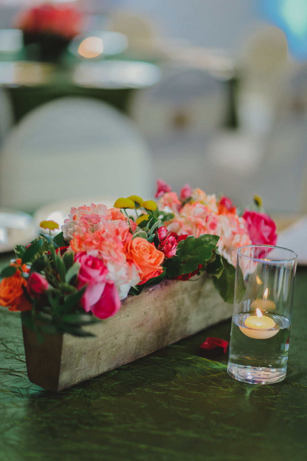 colorful centerpiece for wedding reception