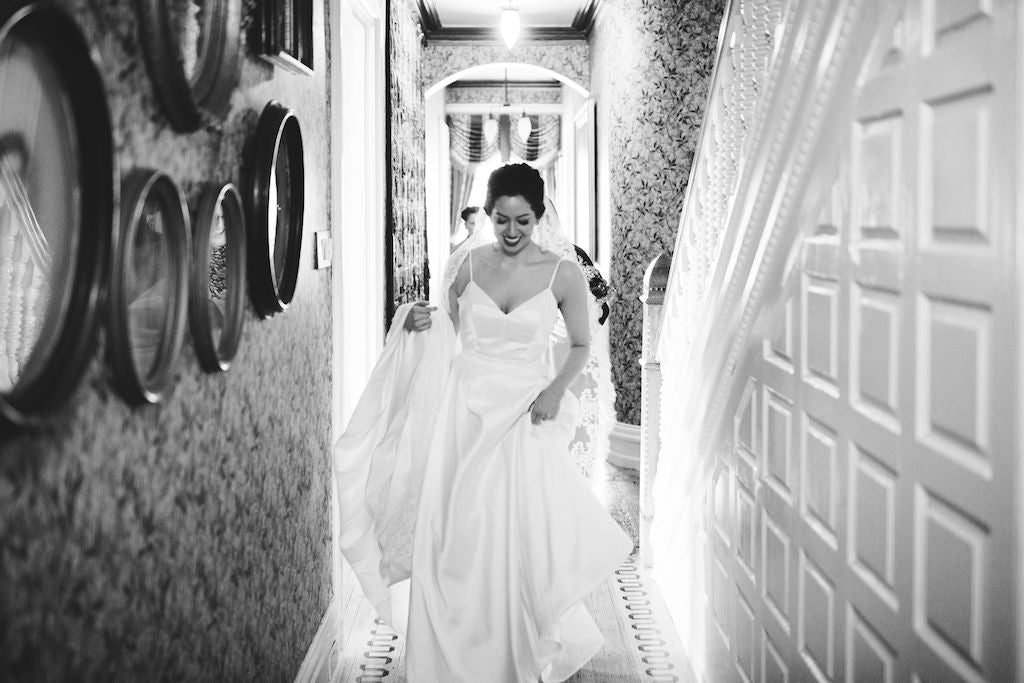 bride walking down the hallway