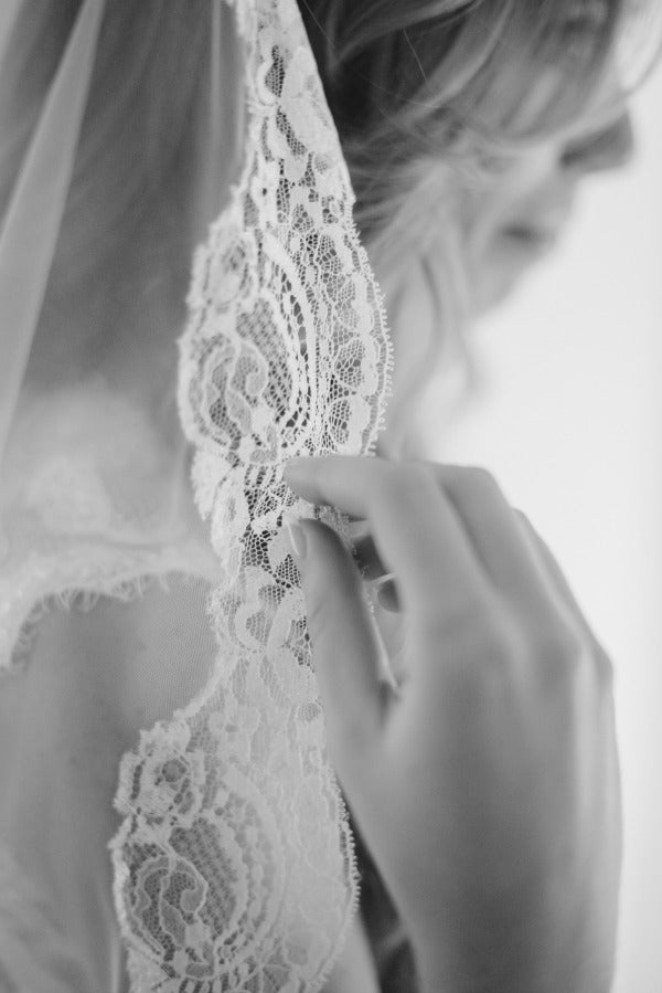 close up of lace veil