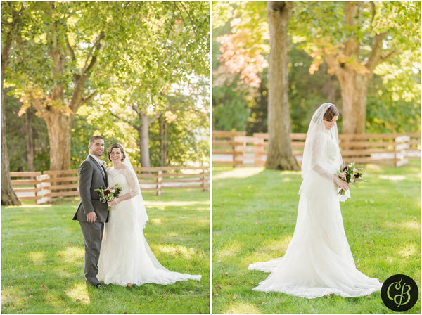 outdoor wedding with cathedral veil