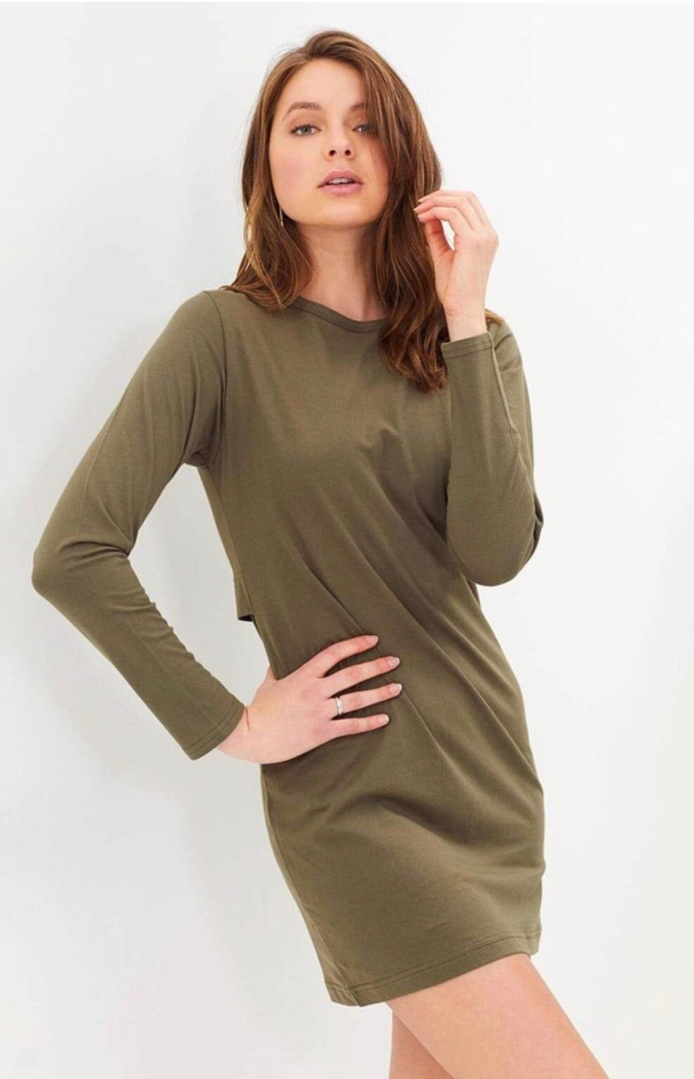 Pia Long Sleeve Dress | Khaki