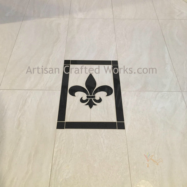 Fleur de Lis tile insert / medallion after installation