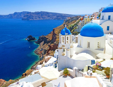 The beautiful blue of Santorini Greece