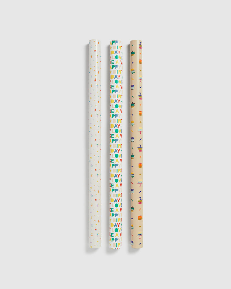 Wrapping Paper Roll Birthday 3pk