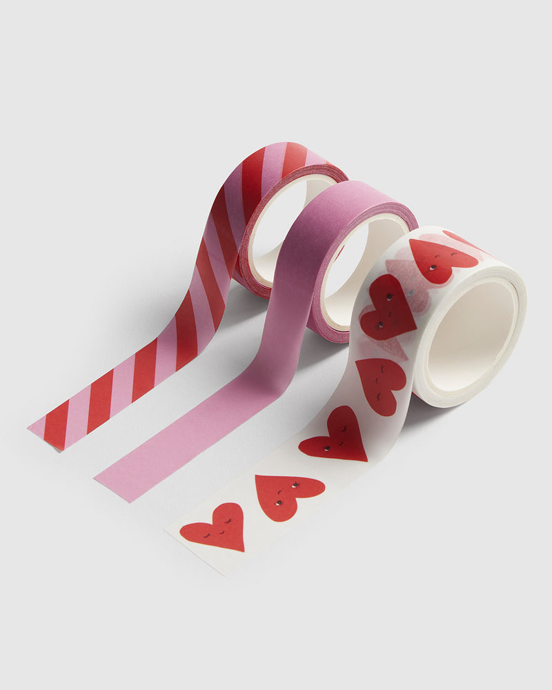 Decorative Paper Tape Heart/ Stripe 3pk