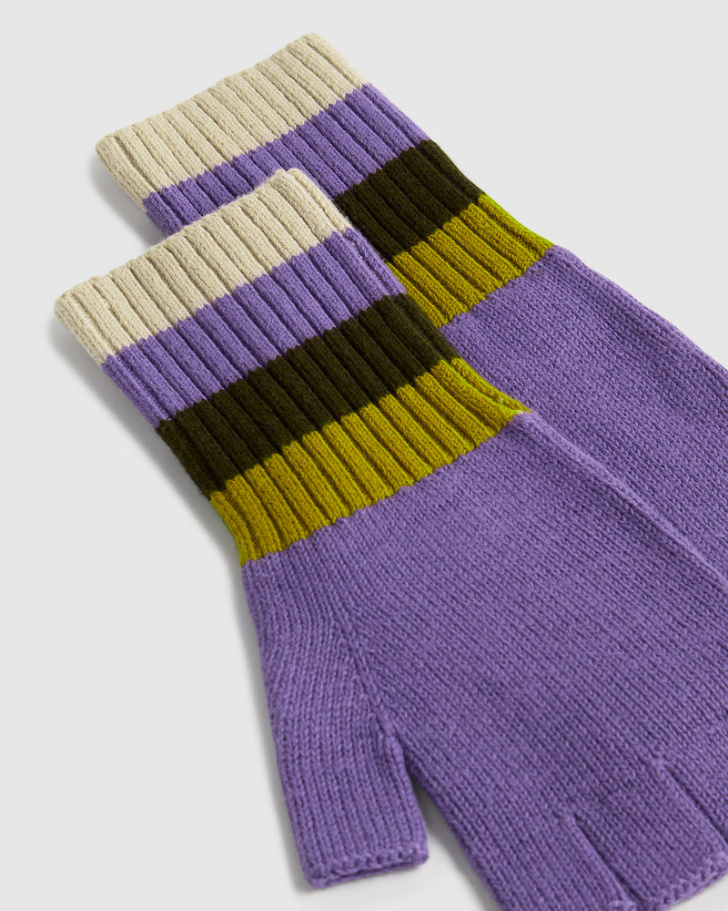 Knit Stripe Fingerless Gloves
