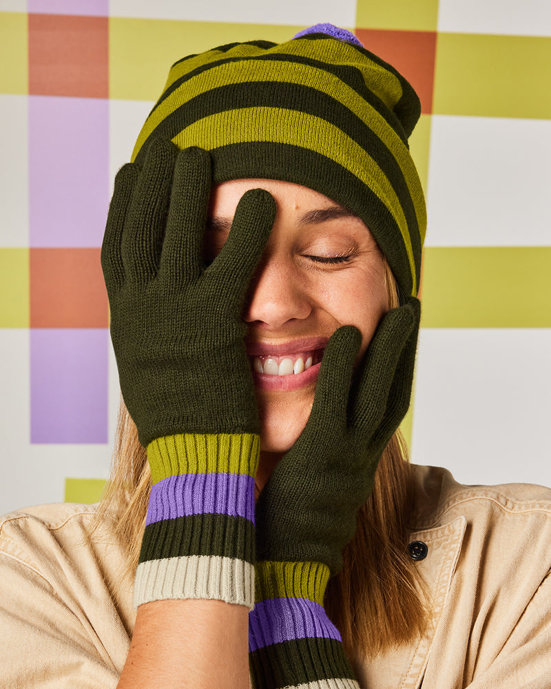 Knit Stripe Gloves