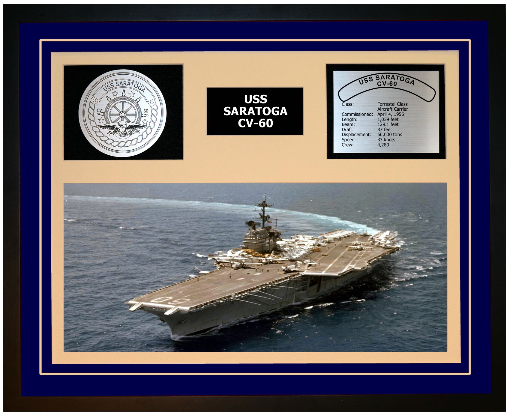 USS Saratoga CVA 60 Personalized Canvas Ship Photo Print Navy Veteran Gift 