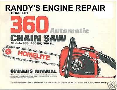 OWNERS OPERATORS MANUAL HOMELITE 360 CHAINSAW – Randy's Engine Repair
