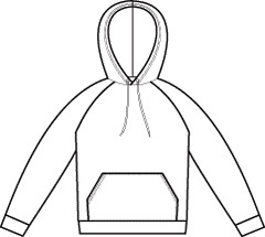 Outline of Unisex Pullover Hoodie. 