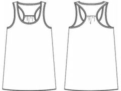 Women's flowy racerback tank top outline.