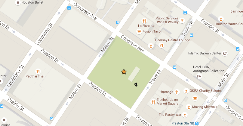 Map showing location of HTX Bike Fest event and Give A Fluff booth. 