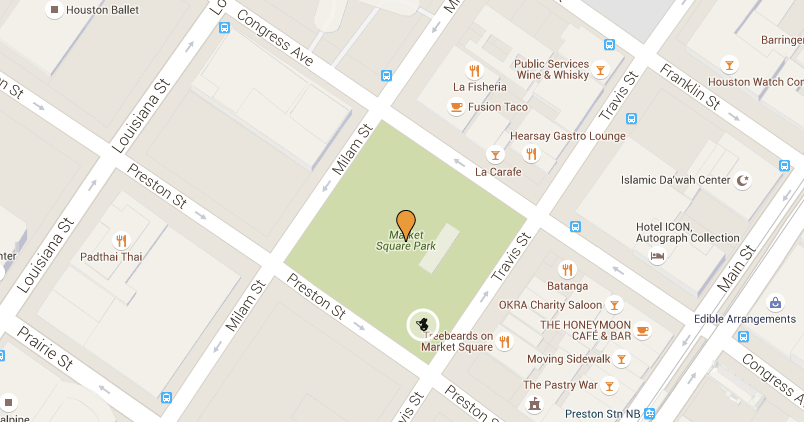 Map showing location of Puppies for Breakfast event and Give A Fluff booth. 