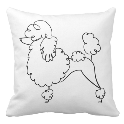 Poodle Doodle Pillow - White