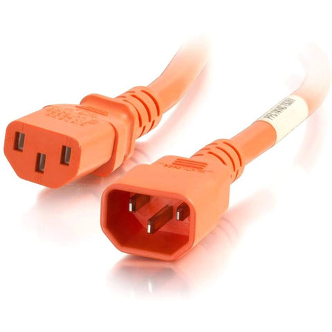C2G 2ft 18AWG Power Cord (IEC320C14 to IEC320C13) - Orange - SystemsDirect.com