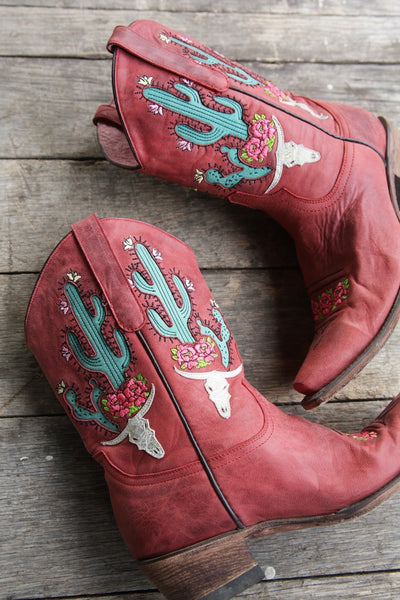 Bramble Rose Cowboy Boot in Red (by 