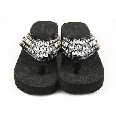 black flip flops with bling