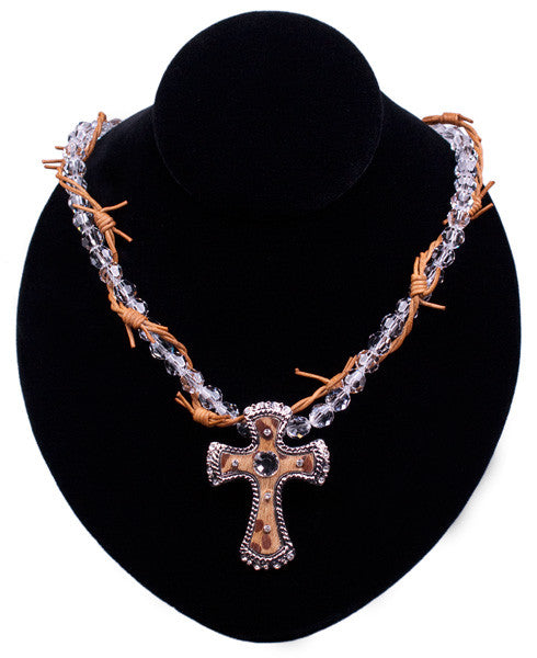 barbed wire cross necklace