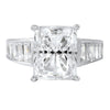 3.35 CTW Cushion Cut CZ Solitaire Baguette Ring