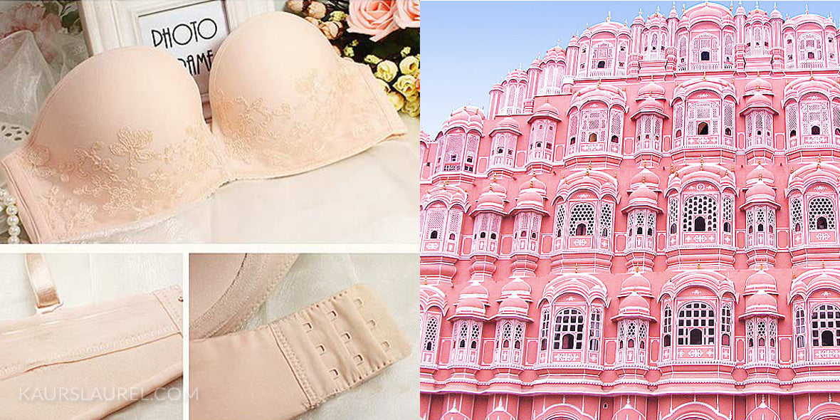 Anais Balconette Bra and Brief Set in Champagne || Pink Palace in Jaipur, India
