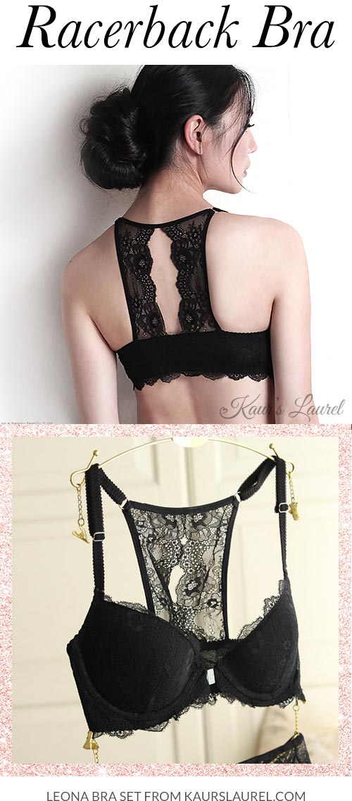 Leona black racerback bra