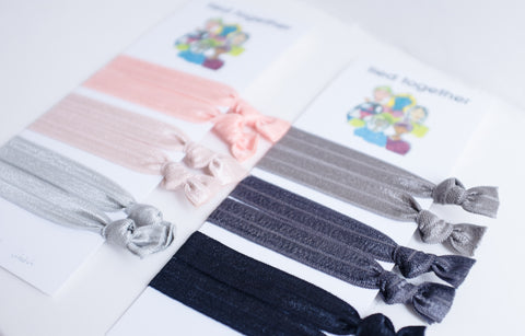hair ties available in 2 different colour palettes