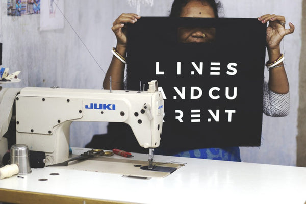 Lines & Current hold-all, hands-free FRIHET bag made by a lady in India
