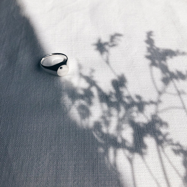 Odilia Signet Ring in unpolished silver by Lines and Current