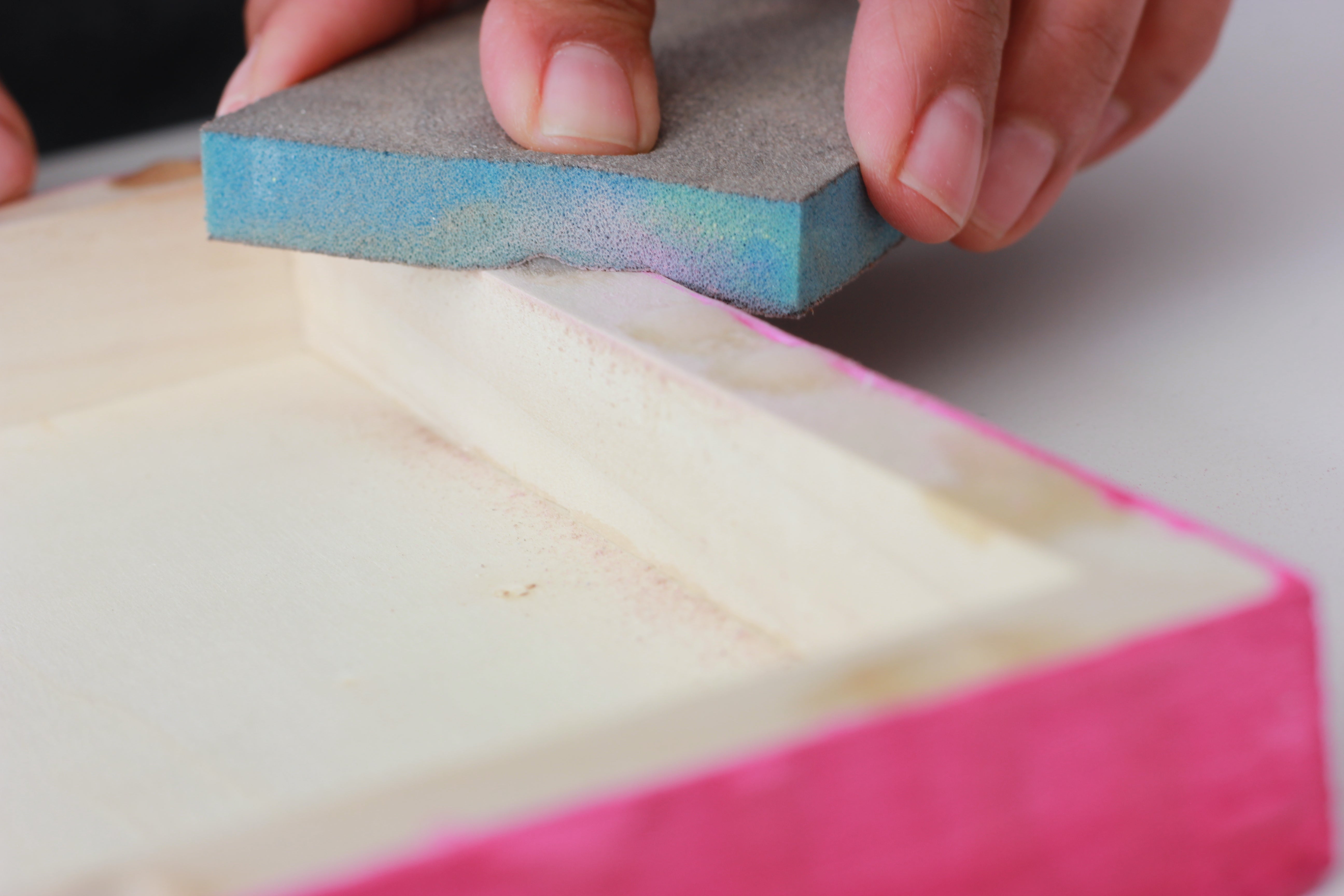Fix Epoxy Resin Drips - sand them off with sandpaper or a sanding block