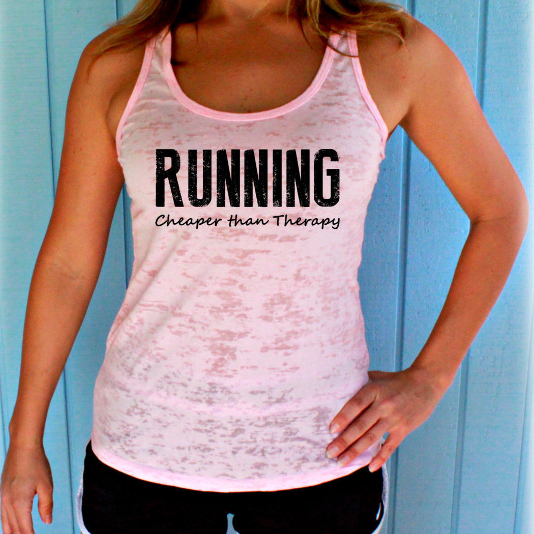 Womens Running Tank Top. Running Cheaper Than Therapy Workout Tank. Burnout Tank Top. Fitness Inspiration.