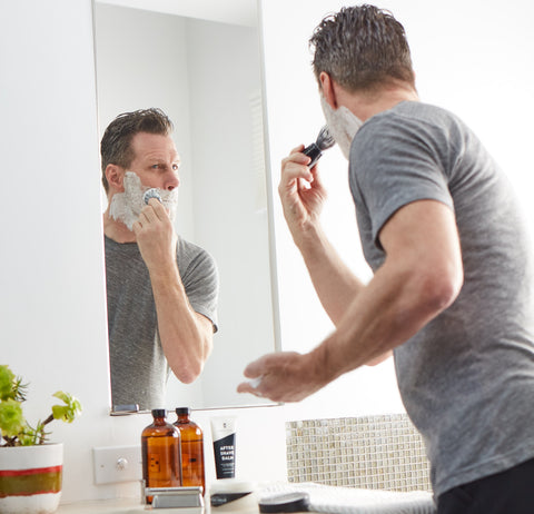 Applying OneBlade Shaving Cream with Brush