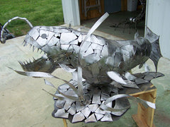 Angler fish metal sculpture