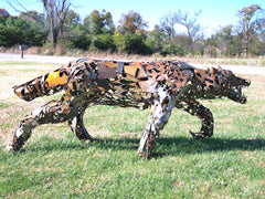 Wolf sculpture made from scrap steel