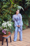 Iris Blue Ruched Bodysuit