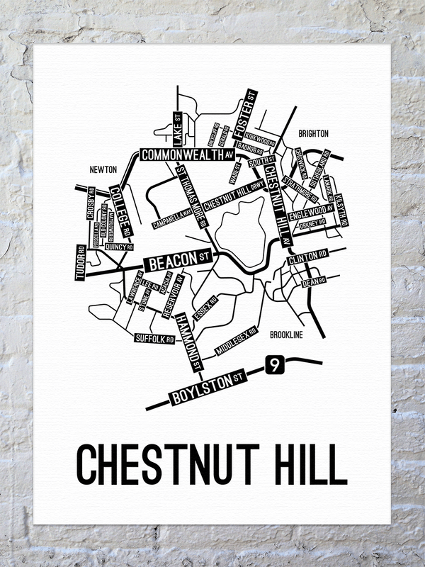 Chestnut Hill Massachusetts Street Map Canvas School Street Posters 