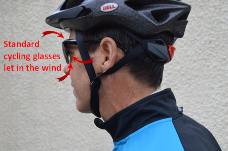 standard cycling glasses let in the wind around the lens edges