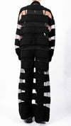 DAVID'S ROAD - CARDIGAN MAXI WITH KNITTED AND TRANSPARENT STRIPES, IN BLACK