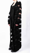 DAVID'S ROAD - CARDIGAN MAXI WITH KNITTED AND TRANSPARENT STRIPES, IN BLACK