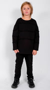 SONS OF SIOUX - COTTON OVERSIZED LONGSLEEVES TOP WITH STRIPES, IN BLACK