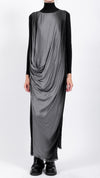 SANCTA MUERTE - MAXI DRAPING DRESS, IN GREY