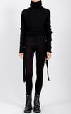 LA HAINE INSIDE US - CROP SWEATER WITH BELT, IN BLACK