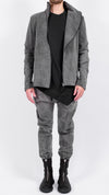 LA HAINE INSIDE US - WASHED DENIM JACKET WITH ASYMMETRICAL ZIP, IN GREY