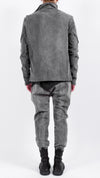 LA HAINE INSIDE US - WASHED DENIM JACKET WITH ASYMMETRICAL ZIP, IN GREY