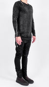 MD75 - KNITTED SWEATER WITH STITCHES, IN WASHED BLACK