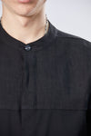 THOM KROM - STAND UP COLLAR STRAIGHT FIT SHIRT MH 147, IN BLACK