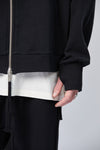 THOM KROM - OVERSIZED HOODED ZIP JACKET MSJ 628, IN BLACK