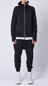 THOM KROM - SWEATSHIRT HOODED ZIP JACKET MSJ 632, IN BLACK