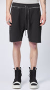 THOM KROM - SWEATSHIRT DROP CROTCH SHORTS MST 420, IN BLACK OIL